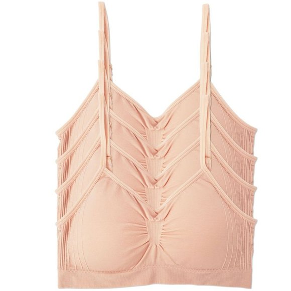 4-Pack Nylon-Spandex Comfort Cami Bra Pullover Design K0100 Ivory Blush New NWT
